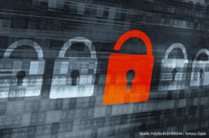 Broken Internet Data Encryption Concept Illustration. Red Open Padlock Alert Icon. Internet and Networks Data Safety.